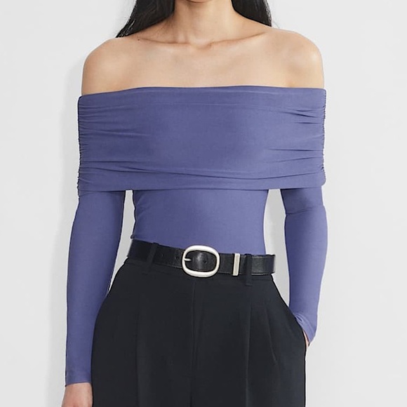 Aritzia Tops - Wilfred Aritzia Lavinia Nightshade Blue Off Shoulder Long Sleeve Top